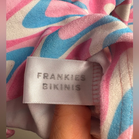 Frankie’s Bikinis Cheri Terry Cardigan Sweater Blue Pink - Picture 12 of 13